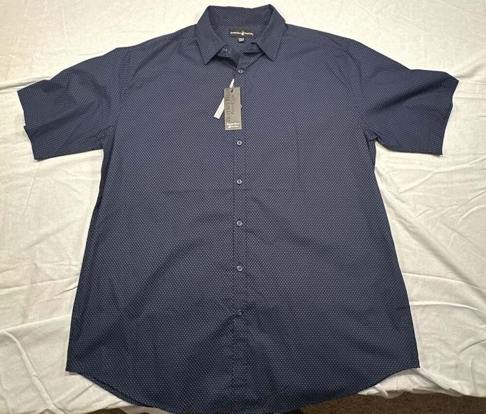 Beverly Hills Polo Club Men's Micro-Dot Print Short Sleeve Button-Down Shirt